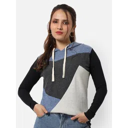 Campus Sutra Colourblocked Hooded Neck Long Sleeve Cotton Pullover Sweatshirt-picture-13