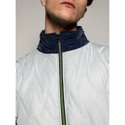 Campus Sutra Colourblocked Quilted Windcheater Outdoor Bomber Jacket image 5