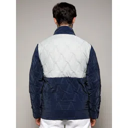 Campus Sutra Colourblocked Quilted Windcheater Outdoor Bomber Jacket image 3