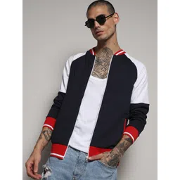 Campus Sutra Colourblocked Stand Collar Windcheater Cotton Varsity Jacket-picture-40