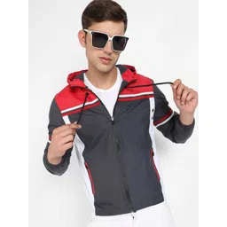 Campus Sutra Colourblocked Windcheater Hooded Outdoor Sports Jacket-picture-30