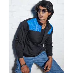 Campus Sutra Colourblocked Windcheater Outdoor Open Front Jacket-picture-20