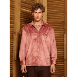 Campus Sutra Coral Pink Corroded Utility Shacket-picture-36