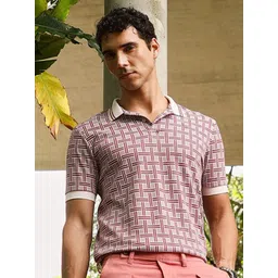 Campus Sutra Geometric Printed Polo Collar Cotton Regular Fit T-shirt-picture-14