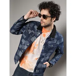 Campus Sutra Geometric Printed Windcheater Tailored Jacket-picture-29