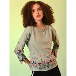 Campus Sutra Green Floral Printed Regular Top-picture-34