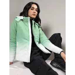 Campus Sutra Green Ombre Dyed Windcheater Puffer Jacket-picture-29