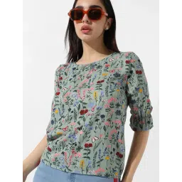 Campus Sutra Green Printed Top-picture-19