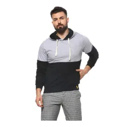 Campus Sutra Grey & Black Full Sleeves Cotton Hooded Sweatshirt-picture-22