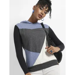 Campus Sutra Grey & Blue Cotton Color-Block Sweatshirt-picture-41