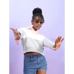 Campus Sutra Grey & Pink Cotton Color-Block Sweatshirt-picture-37