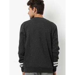 Campus Sutra Grey & White Cotton Regular Fit Striped Sweatshirt image 2