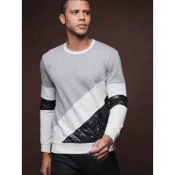 Campus Sutra Grey & White Round Neck Sweatshirt-picture-10