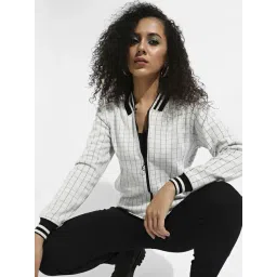 Campus Sutra Grey Cotton Chequered Jacket-image-32