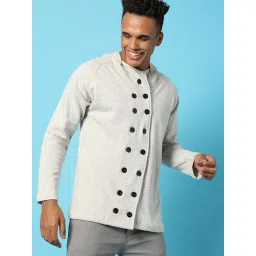 Campus Sutra Grey Cotton Regular Fit Hooded Jacket-image-18