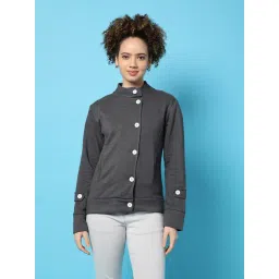 Campus Sutra Grey Cotton Regular Fit Jacket-image-30