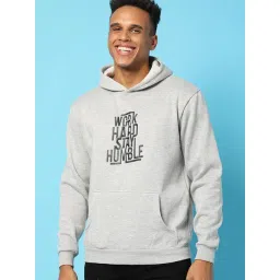 Campus Sutra Grey Cotton Regular Fit Printed Hooded Sweatshirt-picture-23