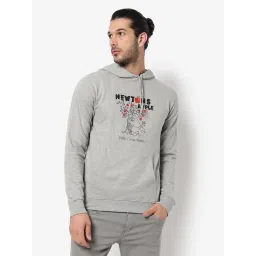 Campus Sutra Grey Cotton Regular Fit Printed Hooded Sweatshirt-picture-27