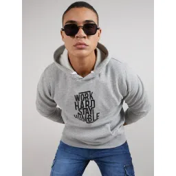 Campus Sutra Grey Cotton Regular Fit Printed Hooded Sweatshirt-picture-26