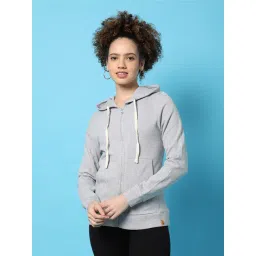 Campus Sutra Grey Cotton Textured Hoodie-image-8