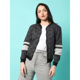 Campus Sutra Grey Cotton Textured Jacket-image-3