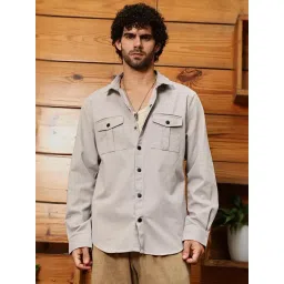 Campus Sutra Grey Polycotton Regular Fit Solid Shirt-picture-22