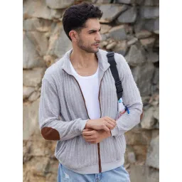 Campus Sutra Grey Regular Fit Striped Jacket-picture-32