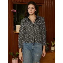 Campus Sutra Grey Regular Fit Textured Hoodie-picture-12