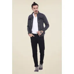 Campus Sutra Grey Textured Jacket-picture-26