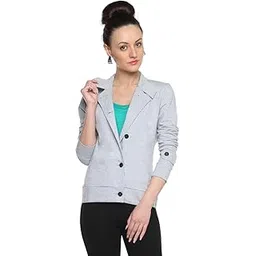 campus sutra Grey Womens Buttoned Structured Blazer-picture-44