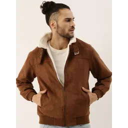 Campus Sutra High Neck Windcheater Fleece Bomber Jacket-picture-38