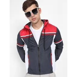 Campus Sutra Hooded Colourblocked Windcheater Outdoor Tailored Jacket-picture-30