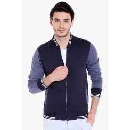 Campus Sutra Ink Blue Cotton Bomber Jacket-picture-43