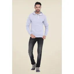 Campus Sutra Light Blue Solid Hooded Sweatshirt-picture-43