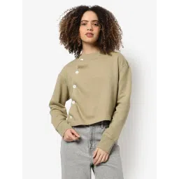 Campus Sutra Light Brown Cotton Regular Fit Sweatshirt-picture-25