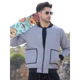 Campus Sutra Light Grey Regular Fit Bomber Jacket-picture-45