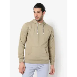 Campus Sutra Light Olive Cotton Regular Fit Hooded Sweatshirt-picture-14