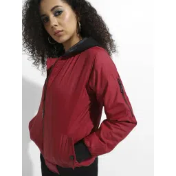 Campus Sutra Maroon Regular Fit Jacket-picture-24