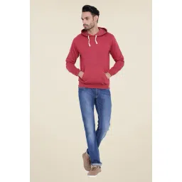 Campus Sutra Maroon Solid Hooded Sweatshirt-picture-13