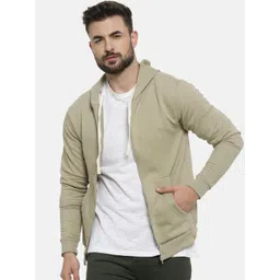 Campus Sutra Men Beige Solid Hooded Sweatshirt-picture-16
