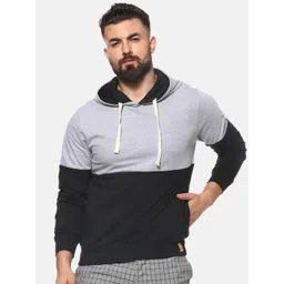 Campus Sutra Men Black & Grey Colourblocked Hooded Sweatshirt-picture-28