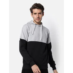 Campus Sutra Men Black & Grey Colourblocked Regular Fit Hooded Sweatshirt-picture-30