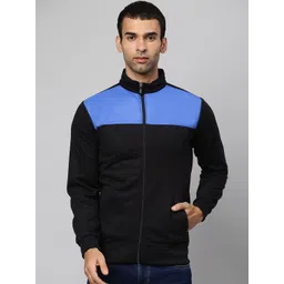 Campus Sutra Men Black Cotton Colourblocked Windcheater Bomber Jacket-picture-12