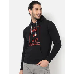 Campus Sutra Men Black Printed Cotton Hooded Sweatshirt-image-44