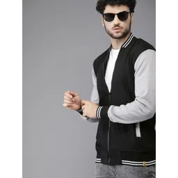 Campus Sutra Men Black Solid Bomber Jacket-picture-28