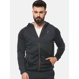 Campus Sutra Men Black Solid Hooded Sporty Jacket-picture-38