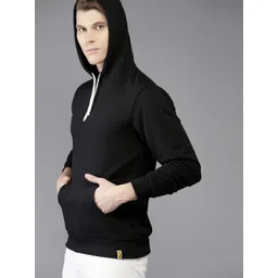Campus Sutra Men Black Solid Hooded Sweatshirt-image-26