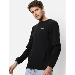 Campus Sutra Men Black Solid Regular Fit Cotton Sweatshirt-picture-15