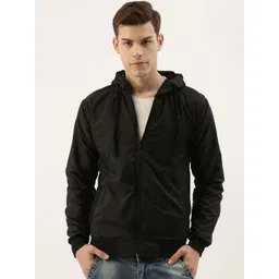 Campus Sutra Men Black Solid Windcheater-picture-17
