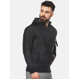 Campus Sutra Men Black Solid Windcheater Bomber image 2